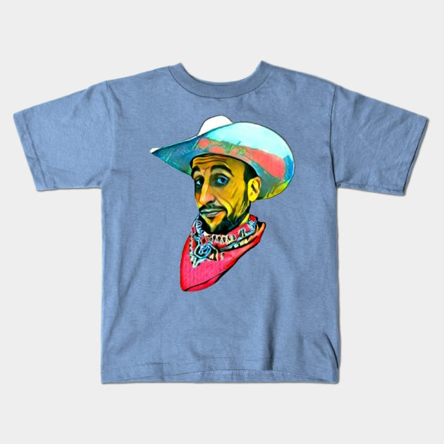 Cowboy Manu Kids T-Shirt by HoopDynastees
